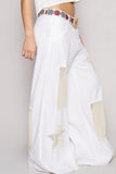 Mesh Star Patch Boho Wide Leg Jeans