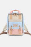 Contrast Waterproof Nylon Backpack Bag - Brown