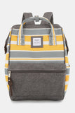 Striped Waterproof Nylon Backpack Bag with Side Pockets - Sage