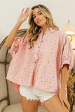 Sequin Striped Short Dolman Sleeve Blouse