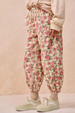 Vibrant Floral Twill Pants with Adjustable Elastic Waistband