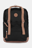 Waterproof Canvas Backpack Bag with Side Pockets - Black/Brown