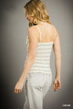 Ruffle-Edged Textured Knit Smocked Camisole