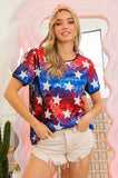 American Theme Star Pattern Sequin Top