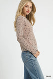 Long-Sleeve Bow Pattern Knit Top