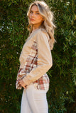 Full Size Double Layered Plaid Contrast Sweatshirt