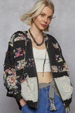Floral Lace Patch Vintage Bomber Jacket