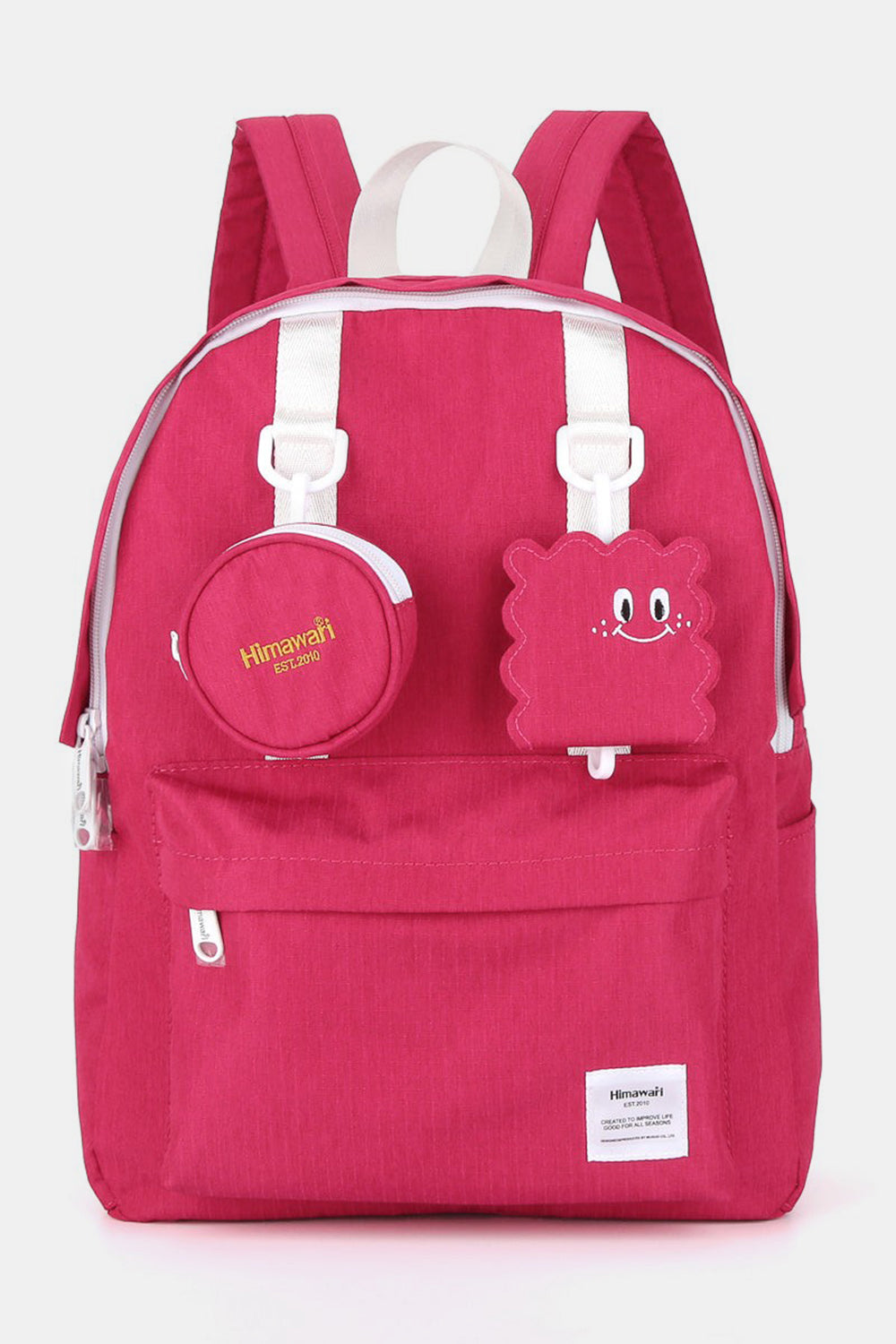 Waterproof Canvas Backpack Bag with Removable Coin Purse - Pink