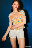 Smocked Floral Peplum Top