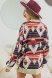 Tribal Geometric Oversized Mock Neck Long Sleeve Shirt