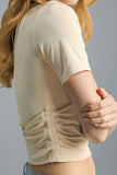 Gathered Neckline Short Sleeve Cropped Top
