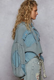Distressed Denim Jacket with Cropped Raw Edge Detailing