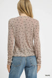 Long-Sleeve Bow Pattern Knit Top
