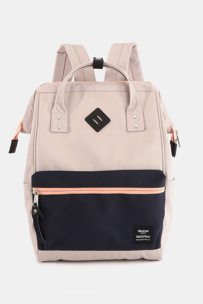 Contrast Waterproof Backpack Bag with Reinforced Edges - Pink