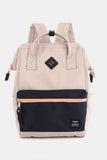Contrast Waterproof Backpack Bag with Reinforced Edges - Pink