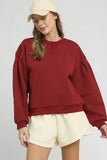 Pleated Detail Sweatshirt with Round Neck