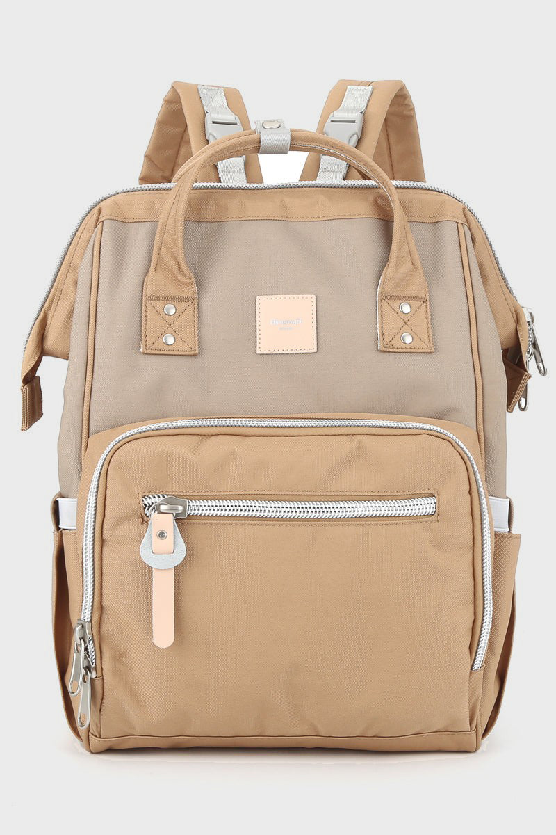 Waterproof Canvas Backpack Bag with Side Pockets - Mocha