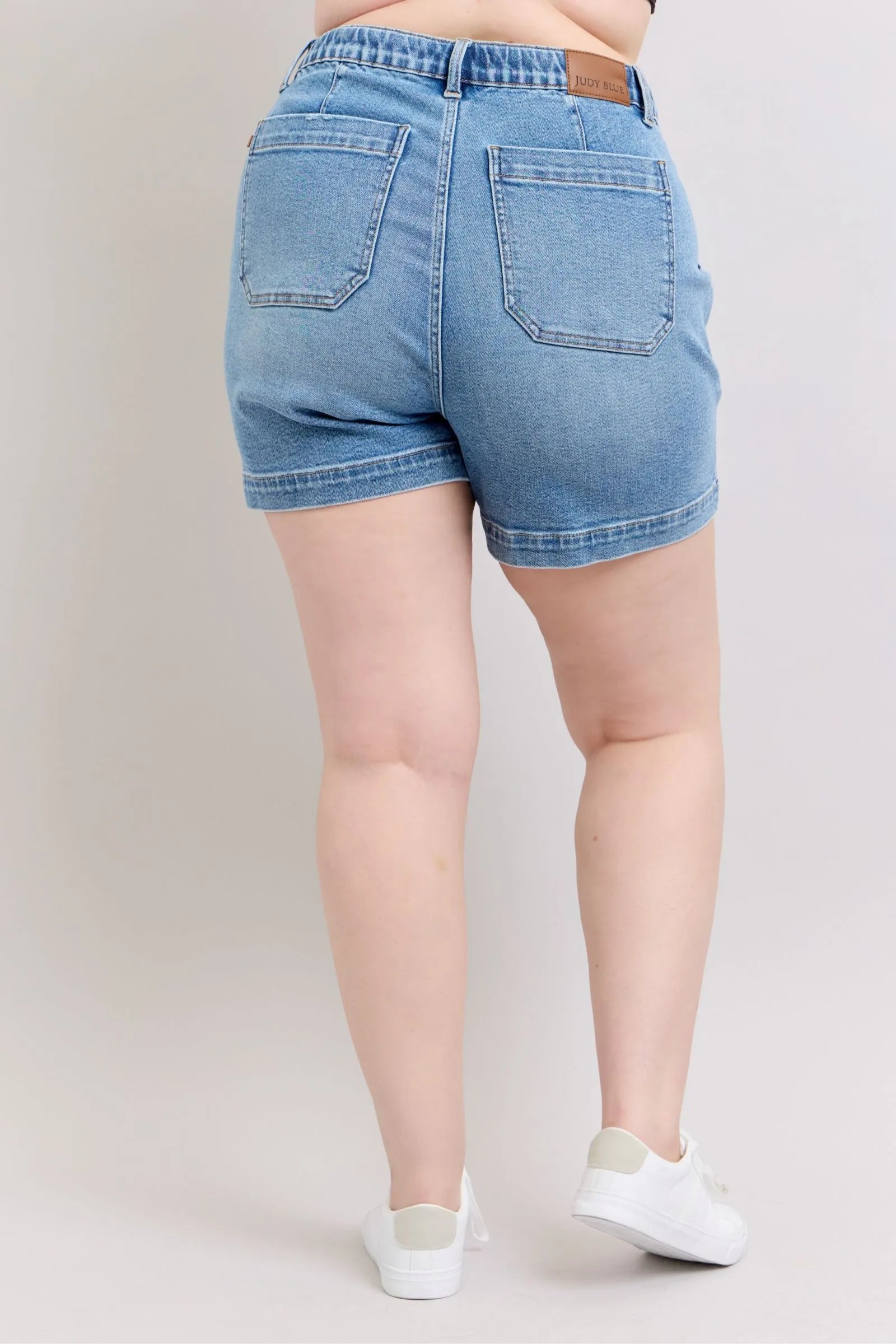 High Waist Vintage Wash Drawstring Denim Shorts