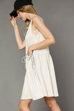 Relaxed Fit Sleeveless Mini Dress with Drawstring Waist