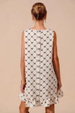Bow Patterned Sleeveless Ruffle Hem Dress