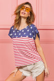 Star Rpinted with Stripe Combo Top