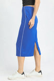High-Waisted Midi Skirt with Elegant Piping Detail