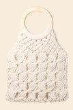 Boho Braided Wooden Top Handle Bag