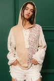 Lace-Trimmed Buttoned Hoodie in Slub Jersey Style