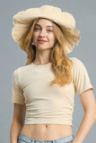 Gathered Neckline Short Sleeve Cropped Top