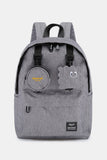Waterproof Canvas Backpack Bag with Removable Coin Purse - Gray