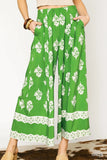 Boho Floral Palazzo Wide-Leg Pants