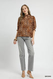 Fierce Ruffle Neck Animal Print Blouse