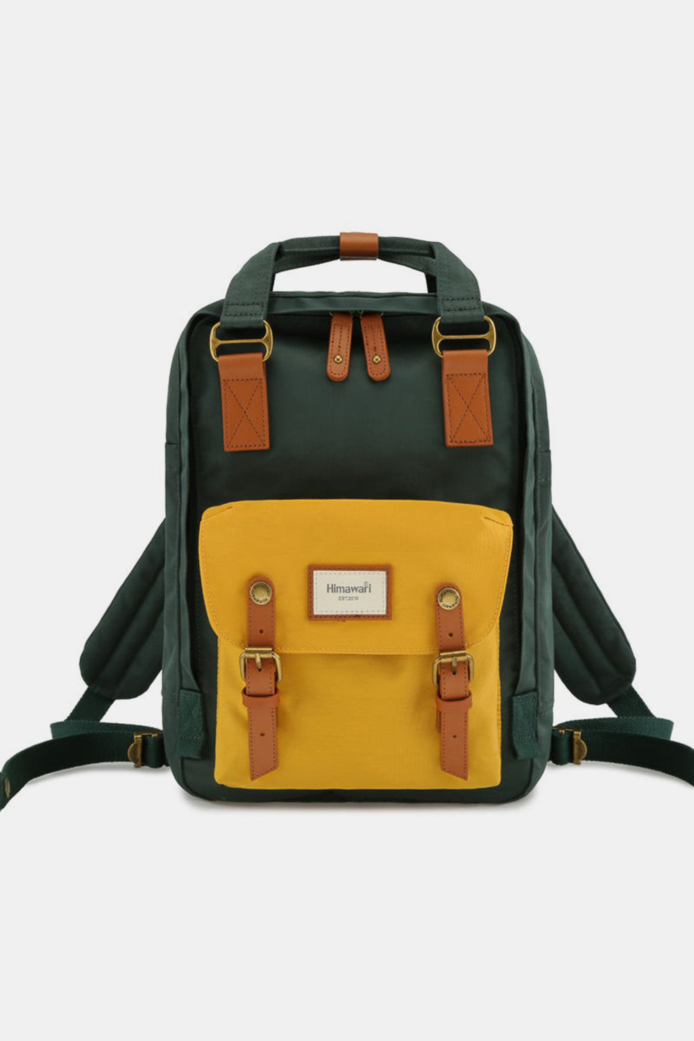 Contrast Waterproof Nylon Backpack Bag - Khaki