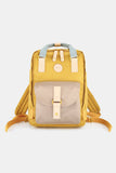 Contrast Waterproof Canvas Backpack Bag with Round Label - Lavender