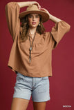 Chic Notched Blouse with Elegant Balloon Sleeves
