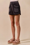 High-Waisted Cargo Shorts with Mesh Pockets