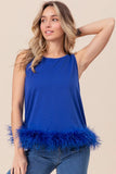 French Terry Faux Feather Bottom Back Tied Top