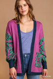 Wild Pattern Open Front Sweater Cardigan