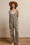 Leopard Print Adjustable Strap U Neck Jumpsuit