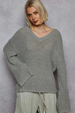 Chunky V-Neck Relaxed Knit Sweater