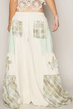 Bohemian Patchwork Drawstring Cargo Wide Leg Pants