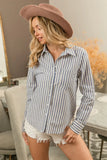 Striped Linen Blend Button-Up Shirt