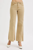High-Rise Raw Hem Wide Leg Denim
