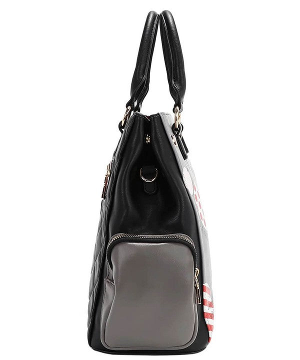 Eco-Leather Handbag with Side Pockets
