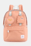 Waterproof Canvas Backpack Bag with Removable Coin Purse - Apricot Pink