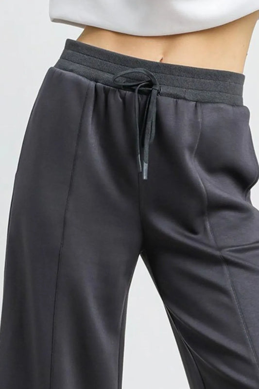 Elastic Waist Cropped Wide-Leg Sweatpants