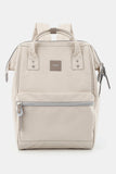 Water Resistant Canvas Backpack Bag with Side Pockets - Cream