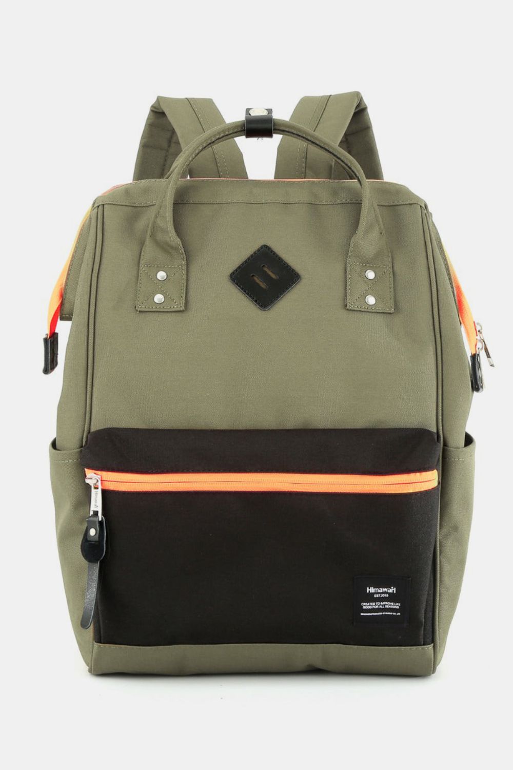 Contrast Waterproof Backpack Bag with Reinforced Edges - Green