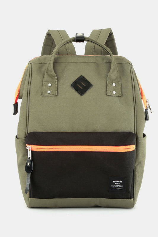 Contrast Waterproof Backpack Bag with Reinforced Edges - Green