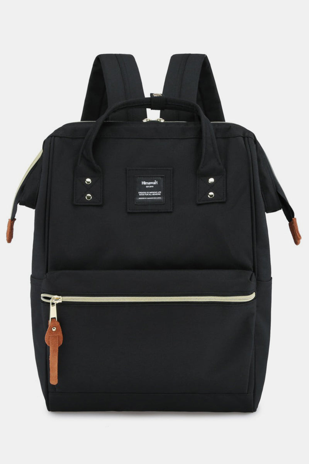 Waterproof Canvas Backpack Bag with Side Pockets - Black